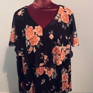 EUC Torrid Ruffle Chiffon Top - Size 3